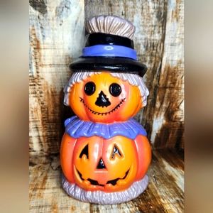 Vtg Dynagood 8" Halloween Scarecrow Pumpkin Blow Mold Yard Pathway Light